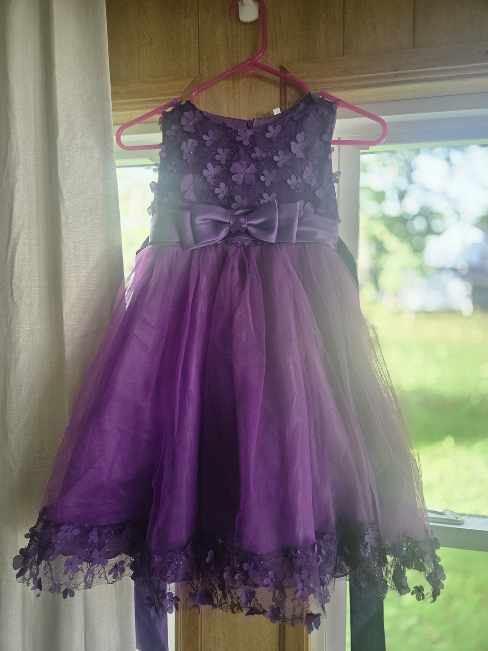 Purple Floral Tulle Party Dress for Girls
